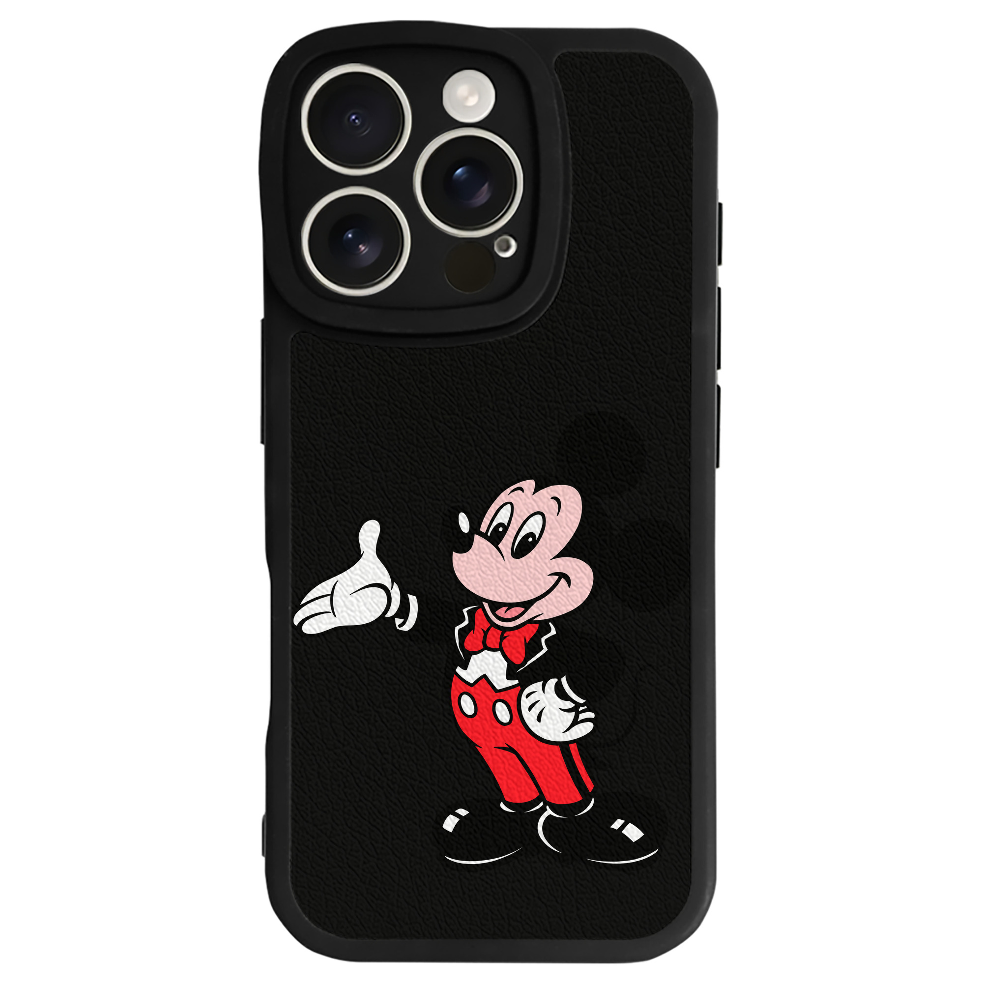 （画像用） ミッキーマウス Mickey Mouse 【iPhone 16シリーズ対応】シリコンスマホケース（レザー調） 材質：シリコン